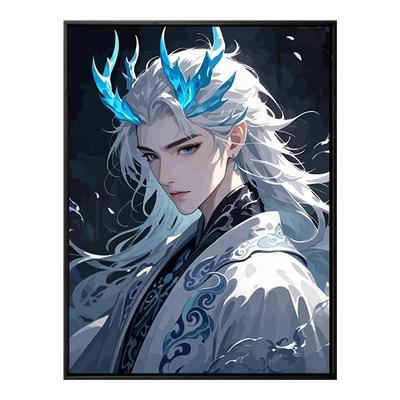 哪吒2美男子高颜值敖丙数字油画