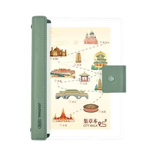 活页旅行盖章收集本A5笔记本本子空白页集章打卡本皮面创意手账本加厚中国景点旅游纪念手册盖章专用本可定制