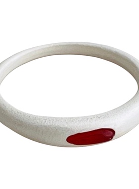 红色纯白素圈戒指女款简约高级感