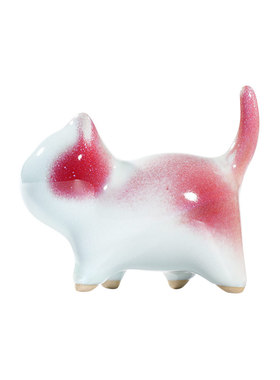 钧瓷窑变桃花猫摆件可爱生日礼物
