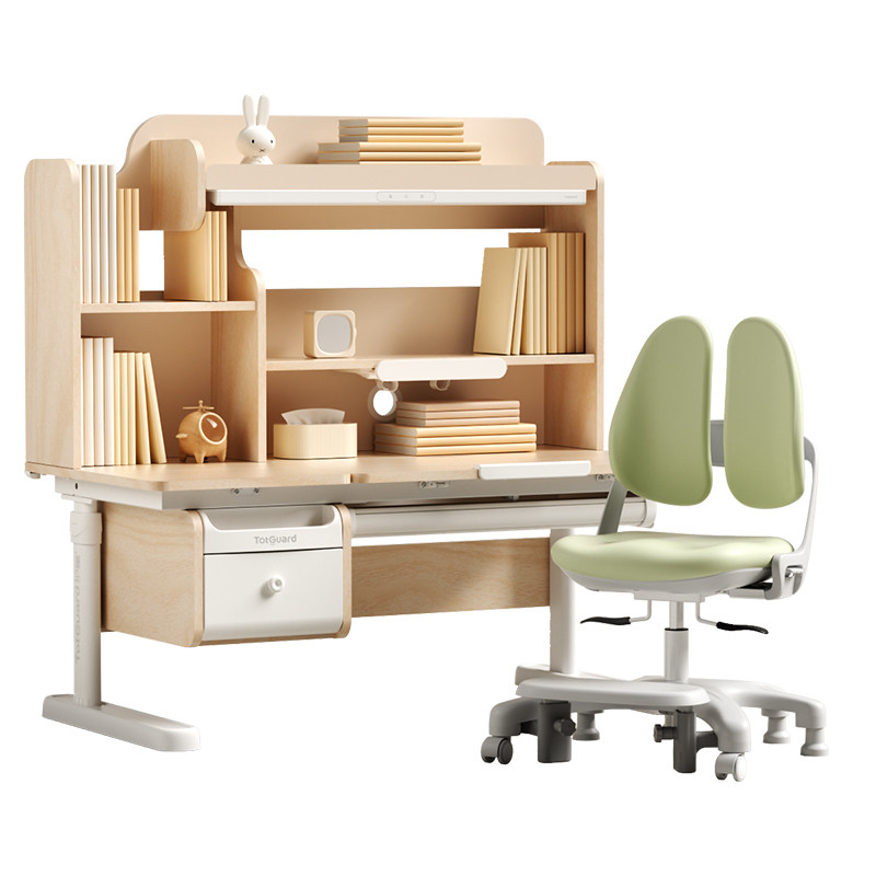 护童灯桌一体实木儿童学习桌可升降写字桌椅星辰1号活力版