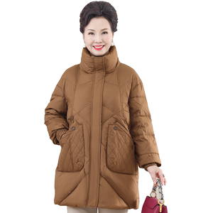 妈妈羽绒服冬装高贵妇人洋气质棉衣袄子外套中老年人女装秋冬新款
