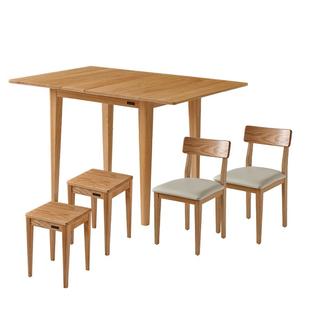 【品牌秒杀】全友家居北欧原木风实木餐桌椅客厅家用可折叠饭桌