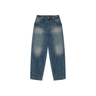 UOOYAA/乌丫2026春季新款半松紧弯刀牛仔裤