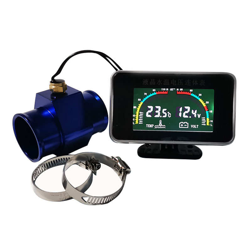 汽车改装通用高精度数显电子液晶水温电压二合一连体表三通管包邮