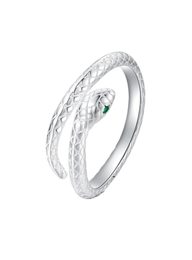 灵蛇戒指女999纯银本命年开口戒