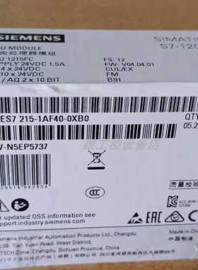 议价6ES7215-1AF40-0XB0西门子原装CPU 1215 FC模块6ES72151AF400XB0