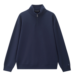 佐丹奴G+2026年春莱赛尔刺绣宽松立领半拉链7A抗菌卫衣男01026091