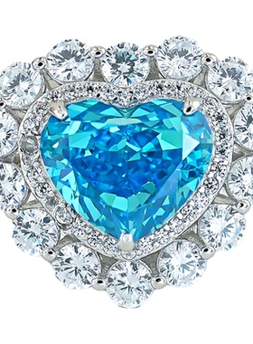 奢华大款925银海蓝宝色戒指