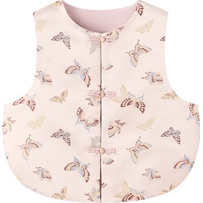 英氏女童新中式马甲蝴蝶印花