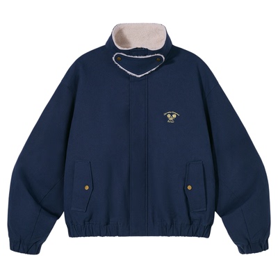 PSO Brand男装女装毛绒领撞色立领保暖棉服女款冬季宽松休闲外套