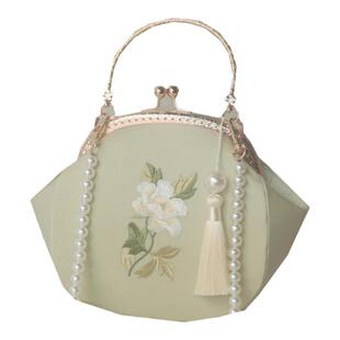 神隐手作博物馆复刻国风刺绣旗袍手提包古风汉服包包口金包流苏包