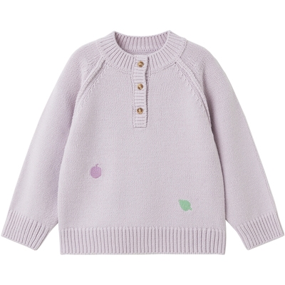 papa冬季儿童羊毛衫纯色文艺亲肤