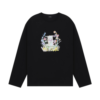 【线上独家】WE11DONE26夏季新品男女同款贴纸小熊长袖T恤潮流