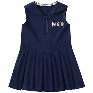 MQDmini女童连衣裙2026夏季新款宝宝学院背心裙儿童凉感无袖裙子