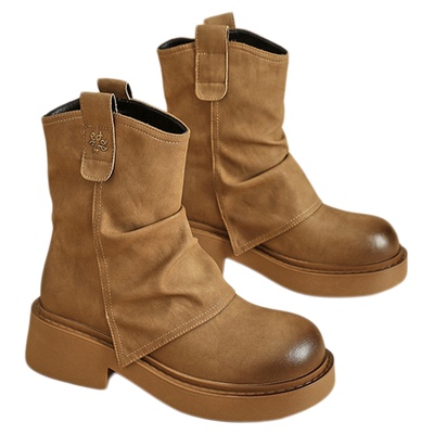 达芙妮厚底复古擦色马丁靴女