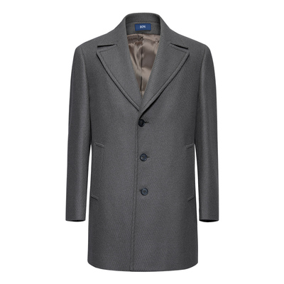 堡尼秋冬新品商务羊毛混纺呢子大衣斜纹单排扣毛呢外套TBO38001B