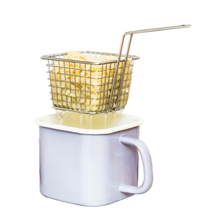 树可马卡龙油炸锅家用小搪瓷迷你省油小锅带漏滤网专用小型炸油锅