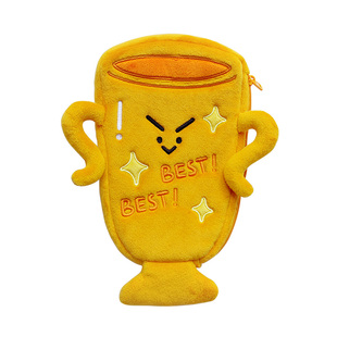 雨过山原创奖杯毛绒笔袋可爱冠军文具袋大容量铅笔收纳包搞怪礼物