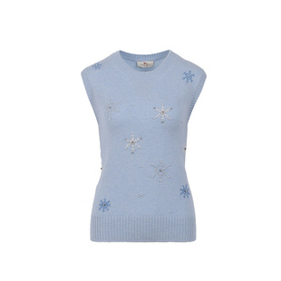 东黎 童心未远-初雪 山羊绒 女士秋冬季提花钉珠圆领宽肩马甲5634