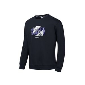 【商场同款】乔丹运动服男2023新款针织印花圆领长袖AWD23221124