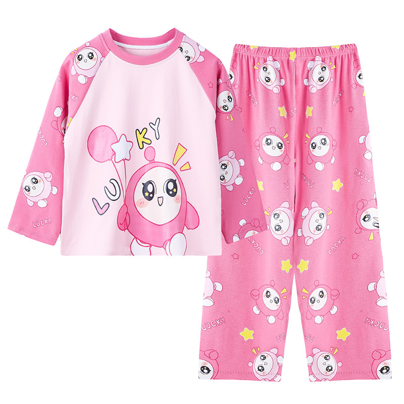 女童春秋纯棉蛋仔长袖家居服套装