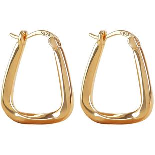 卡伦图莫比乌斯耳环女18K金色耳扣高级感耳坠简约气质精致银耳饰