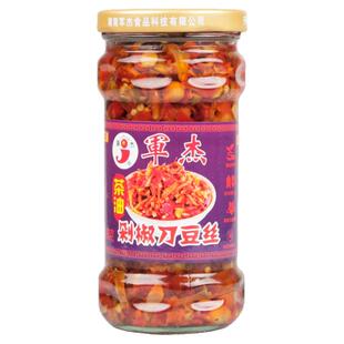 湖南特产军杰茶油剁椒刀豆腌制辣椒酱下面下饭菜刀芭豆瓶装酱咸菜