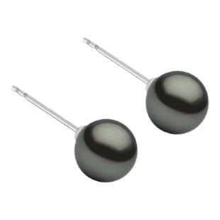 BEAUFINA珠宝 大溪地黑珍珠耳钉18K金天然海水珍珠耳饰女简约气质