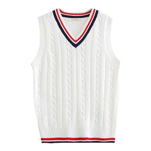 Cricket vest waistcoat板球马甲运动棉质白色毛衣背心学院风坎肩