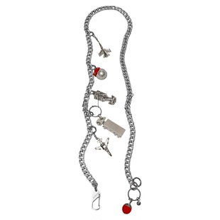 WACKY 梓渝同款 官方正品原创银色闪钻金属重工裤链项链多用造型