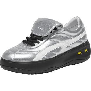 SKAP元气弹圣伽步女鞋2026春季新款德训鞋翻盖厚底鳄鱼皮女休闲鞋