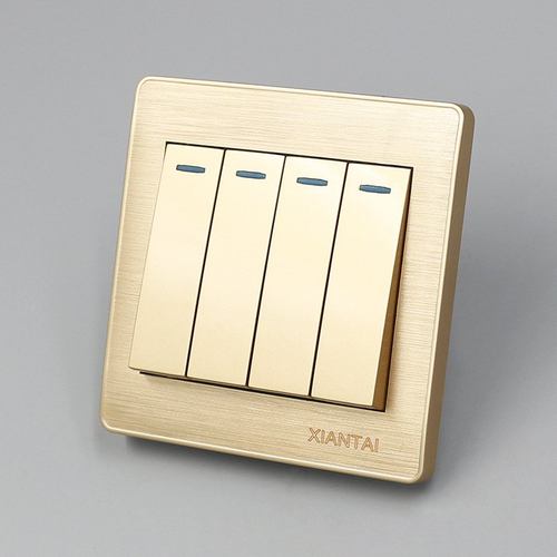 供应仙泰G5香槟色开关开关香槟金控单四位四联单开关控