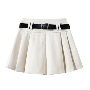 DDXZ夕子 毛呢百褶裙小众设计感简约遮肉百搭显瘦a字短款半身裙