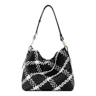 Fion/菲安妮真皮编织托特包通勤高级感大容量子母手提斜挎包