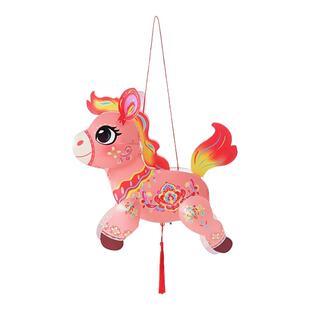 马年新年元宵春节国潮小马灯手工diy灯笼儿童制作材料包花灯装饰