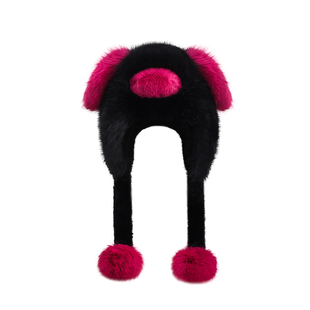 可爱大鼻子小狗毛绒绒雷锋帽子女2025冬季出游防寒加厚保暖护耳帽
