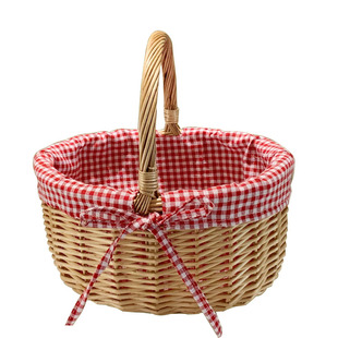 柳编户外野餐篮子藤编田园水果篮ins风柳编购物礼品篮酒店收纳筐