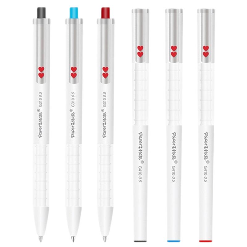 美国缤乐美（Paper Mate）心心笔按动式中性笔0.5mm可爱糖果色考试签字笔商务办公学生用品黑红蓝色可选