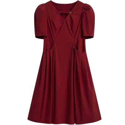 红色连衣裙气质茶歇KBNEA字裙