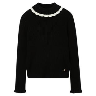 【28%绵羊毛】eland kids衣恋童装女童撞色喇叭袖针织衫秋冬毛衣