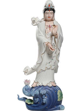 佛堂渡海观音摆件微美陶瓷中式风