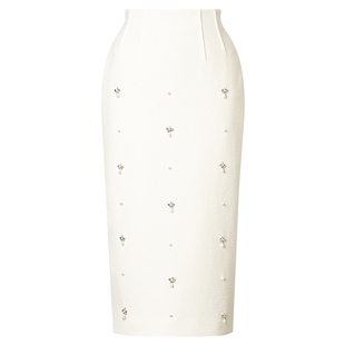 La Koradior拉珂蒂减龄商场同款奢雅钉珠半身裙高腰气质包臀裙女