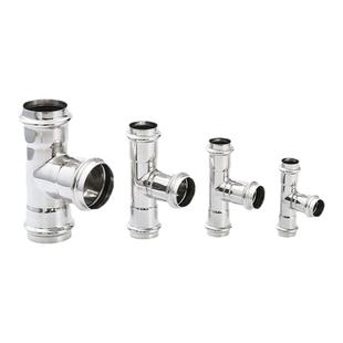 304不锈钢双卡压管件等径三通薄壁卫生级饮用水压接水管接头配件