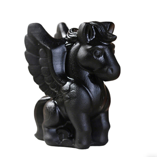 天然黑曜石生肖马摆件2026马年属马家居办公室吉祥物本命年护身符