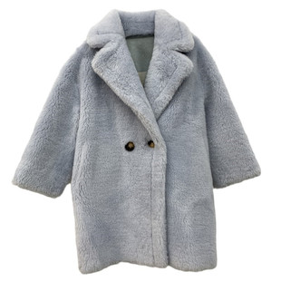 拓伴真毛100%全羊羔毛泰迪熊儿童皮草外套女童皮毛一体大衣新爆款