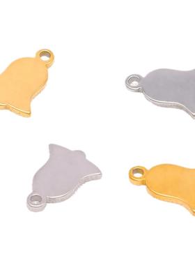 溜光铃铛尾牌DIY刻字项链吊坠激光雕刻字母吊牌不锈钢diy配件材料