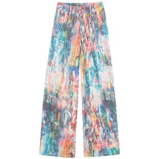 KEIKO 调色盘涂绘花色牛仔裤女2026春夏多巴胺穿搭阔腿长裤弯刀裤