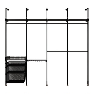 【三个房间】立柱金属衣柜落地结构衣帽间储物间顶天立地框架定制