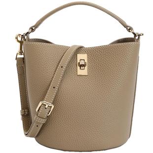 百丽包包女款菜篮子植鞣杏仁包斜挎手提高级感真皮水桶包BL766DX4